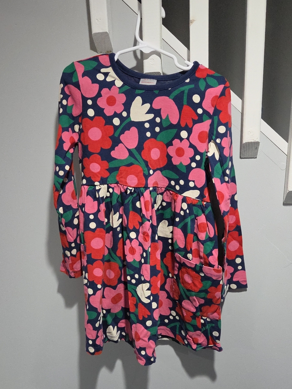 Hanna Andersson Long Sleeve Floral Dress, Size 6-7
